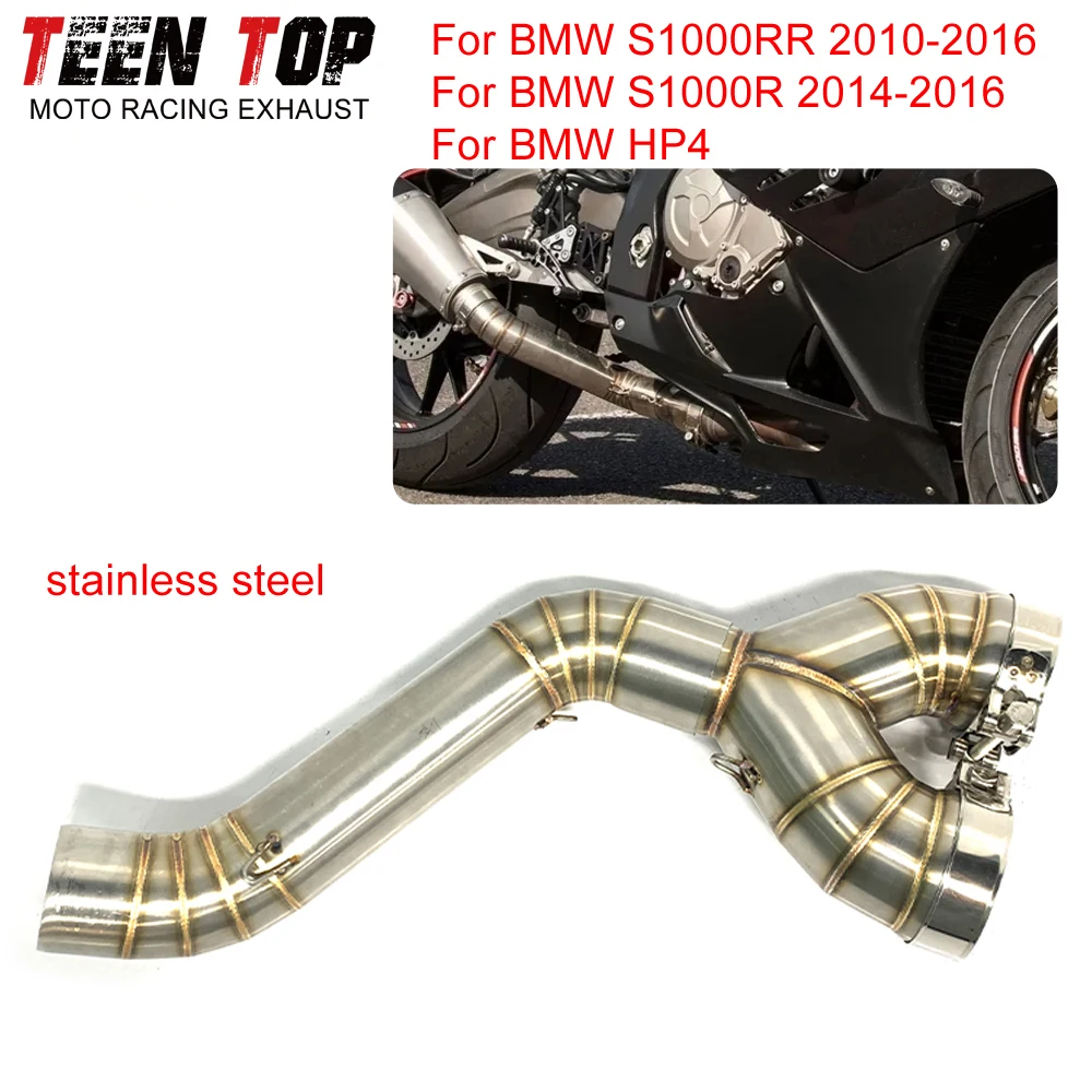 

For BMW S1000RR S1000R HP4 Decat Middle Link Pipe Stainless Steel 60.5mm Motor Bike Escape S1000rr 2010-2016 Connect Tube