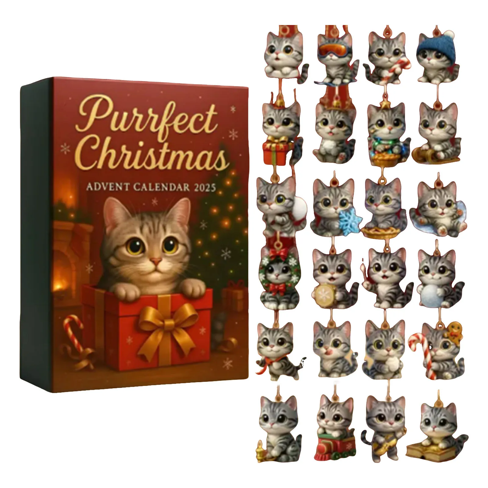 Balance de cuisine rechargeable avec minuterie Purrfect Christmas 2020, calendrier de l'avent Purrfect pour les amoureux des chats de Noël, minuterie de 2 minutes, brosse