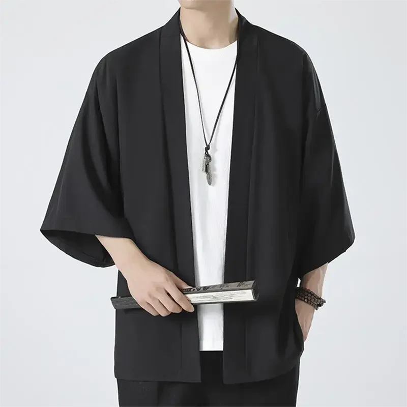 Chemise Kimonos Cosplay de Style Japonais, Vêtements Samouraï Noirs, Haori Traditionnel pour Femmes et Hommes, Cardigan Harajuku à la Mode