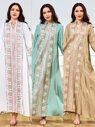 Embroidery Dress Women Party Abaya Eid Muslim Ramadan Party Sequins Kaftan Robe Jalabiya Vestidos Largos Dubai Abayas Dresses