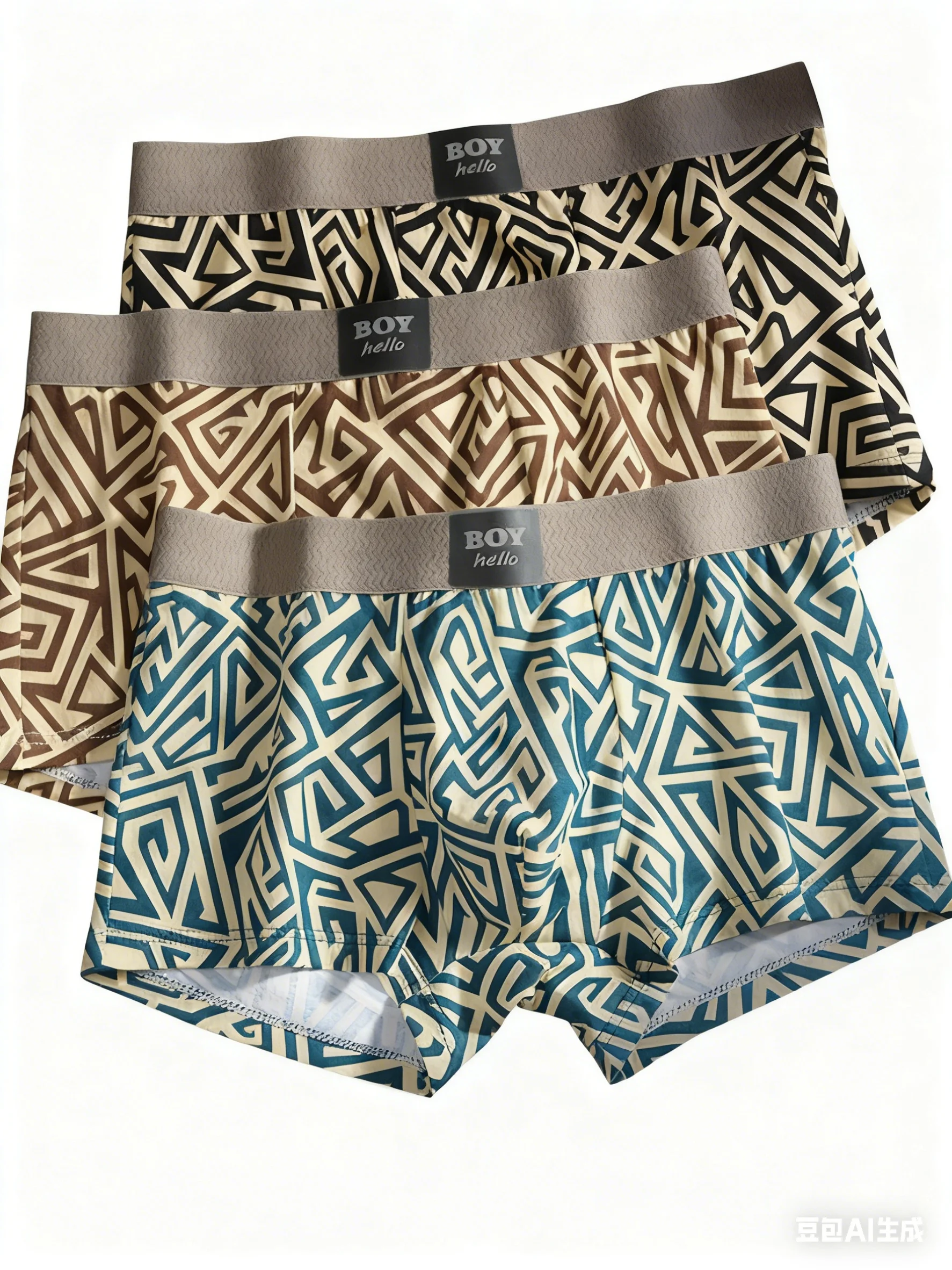 

Мужское нижнее белье с плоскими углами в стиле ретро и геометрическим принтом, тонкое, мягкое, удобное, дышащее, мужское нижнее белье с четырьмя углами
