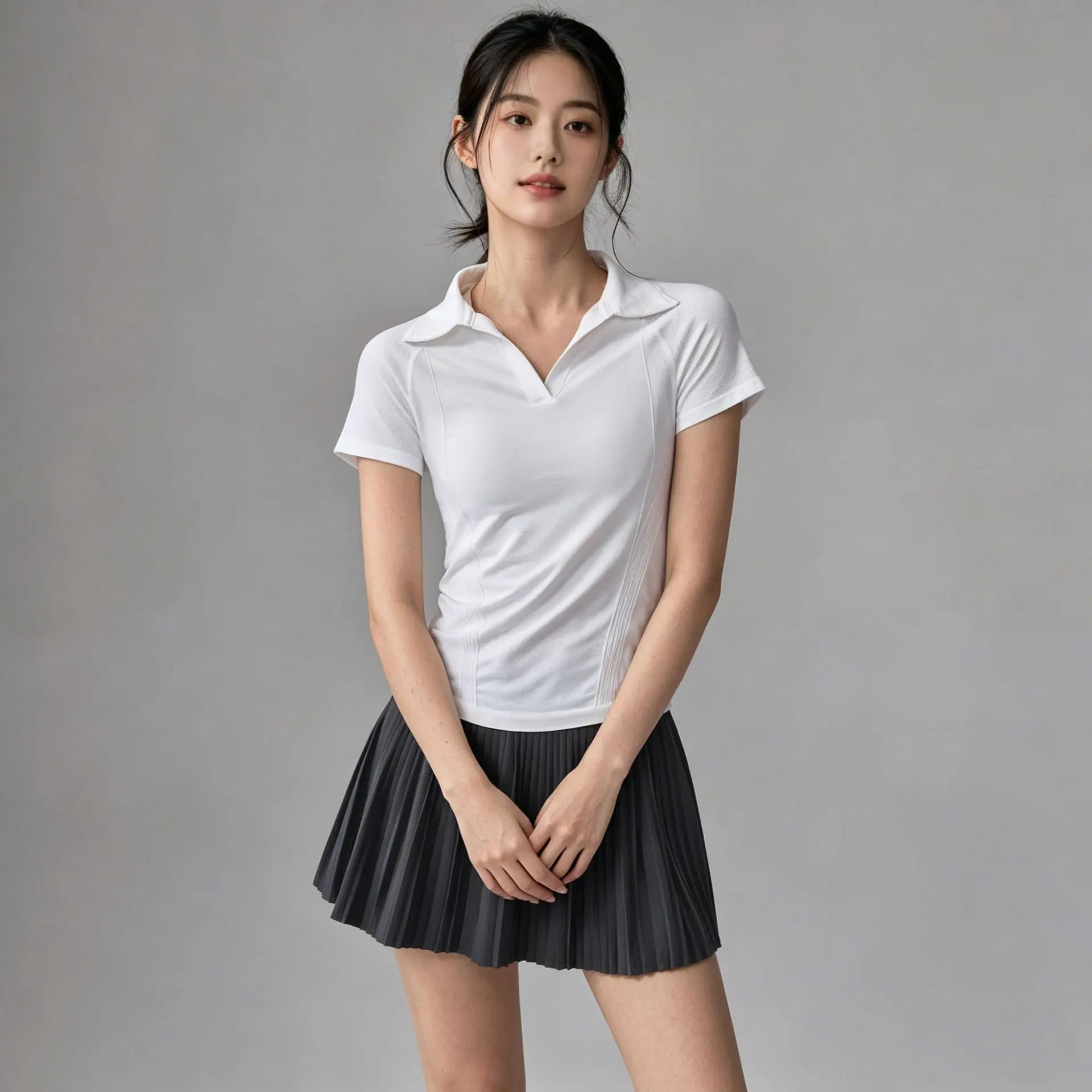 Sommer-Poloshirt mit Kragen, atmungsaktive Tennisbekleidung, Outdoor-Fitness-Sportbekleidung, Damen-Pilates-Yoga-Laufshirt, schnelltrocknendes Tennis-T-Shirt – Detail 2