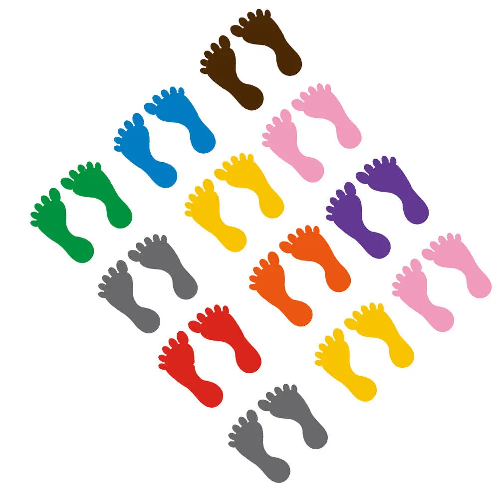 12Pairs Premium Waterproof PVC Footprint Stickers Floor Decals for Kindergarten School Queue Training Sensory