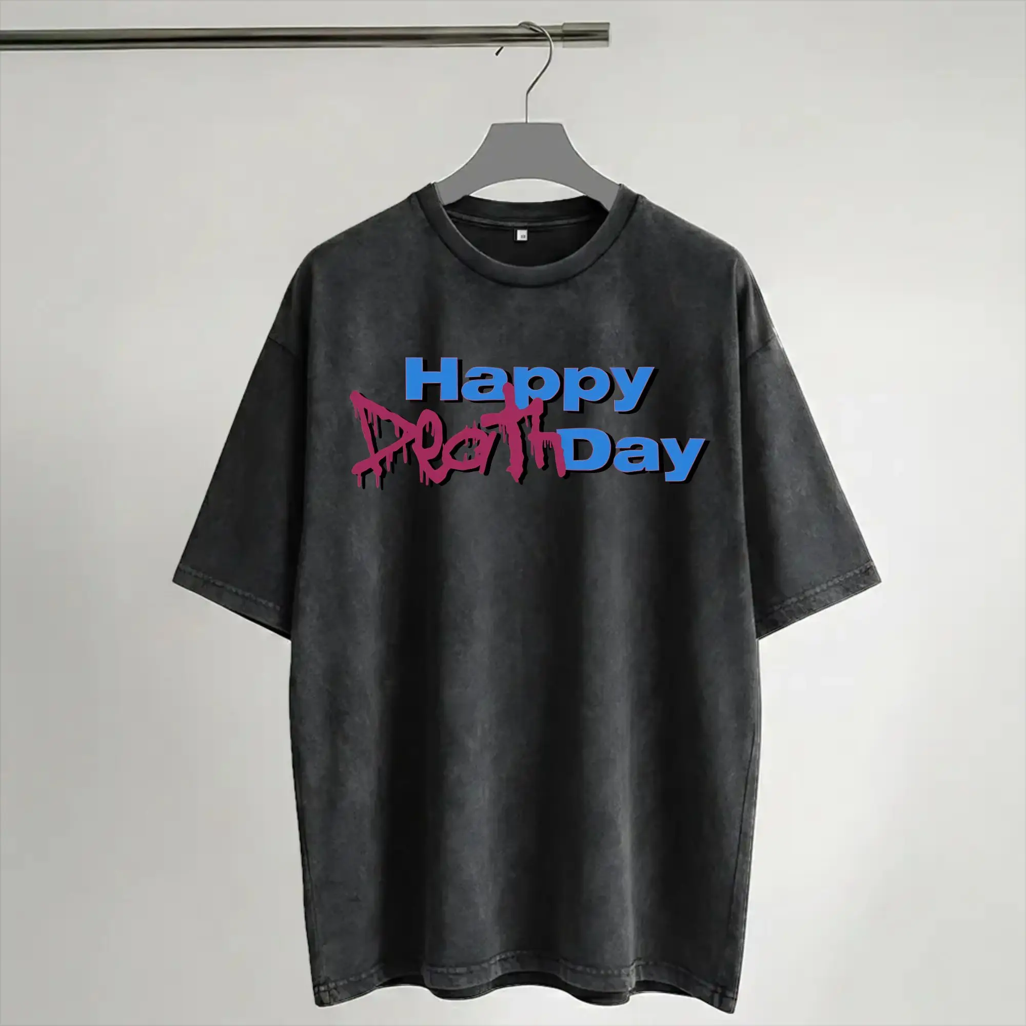 XDINARY HEROES happy death day Washed T Shirts Streetwear Hip Hop Fashion T-Shirts  Tee Shirt Men Women Short Sleeve Harajuku