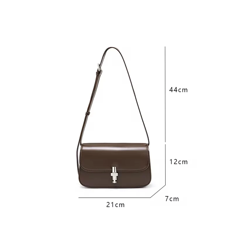 Donna-in French Fashion Shoulder Bag Cowhide Women Crossbody Office Bag Genuine Leather High Quality Large Capacity Lock Closure