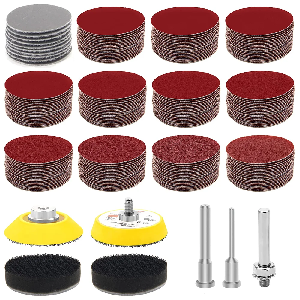 

247 Pcs 2 Inch Red Sanding Discs Pad Kit with Sanding Plate Foam Buffering Pads Assorted 60-3000 Grit for Polishing Wood Mesh