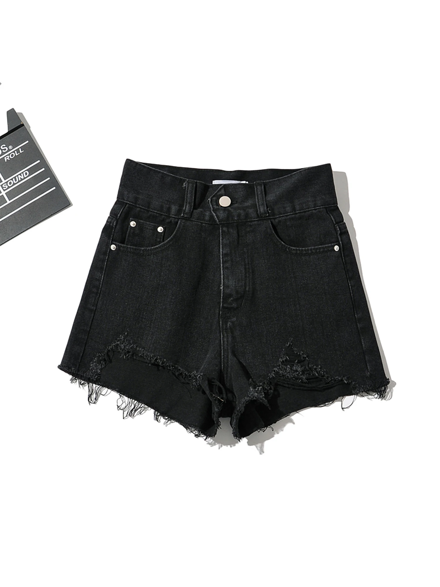 Women's Blue Denim Shorts 2000s Y2k High Waist Hot Jeans Shorts Harajuku Vintage Ripped Micro Cowboy Short Pants Clothes Summer