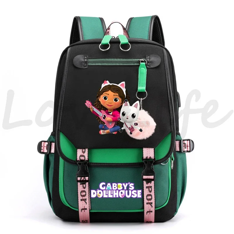 Imagem -05 - Gabbys Dollhouse Mochilas para Crianças Mochilas Escolares dos Desenhos Animados Cute Cats Bookbag Mochila Feminina para Laptop de Viagem Meninas