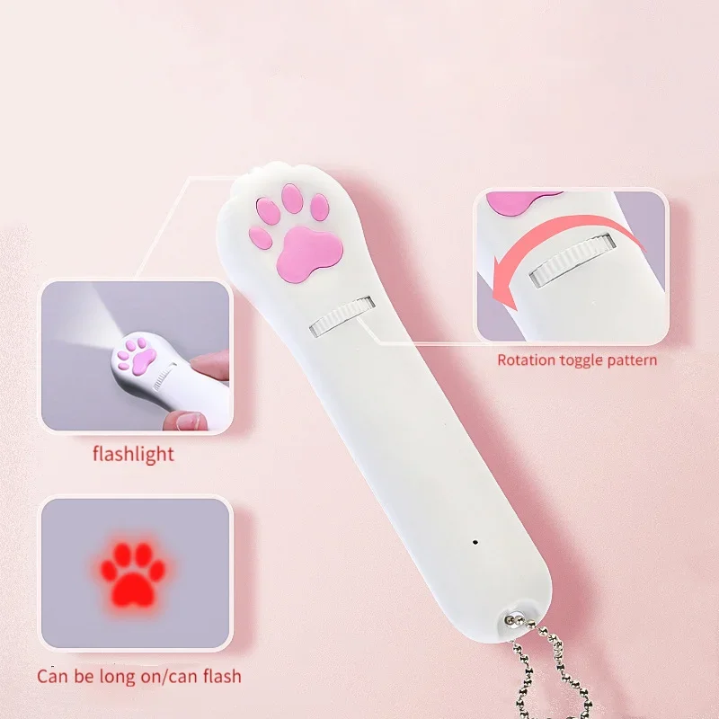 Funny Cat Toy with Flashlight Projection Stick, Lazy Cat, Artifact, Single, Multi-Pattern Charging