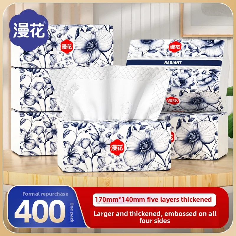 6-12 Pack Manhua Toilet Paper, 400 Sheets/pack, 5 Layers Enlarged And Thickened, Napkins Can Be Wet With Water, Toilet Paper