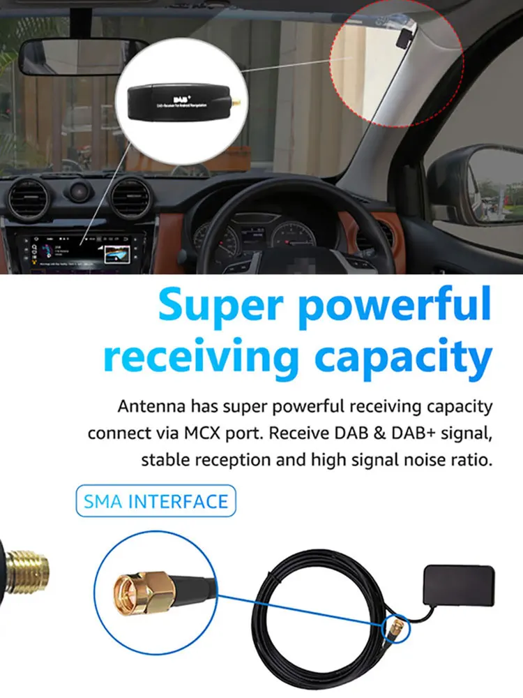 

DAB+ Receiver USB Interface Car DAB+ Digital Radio Box Portable Car Radio Antenna Receiver for Android 5.1 and Above Car Radio