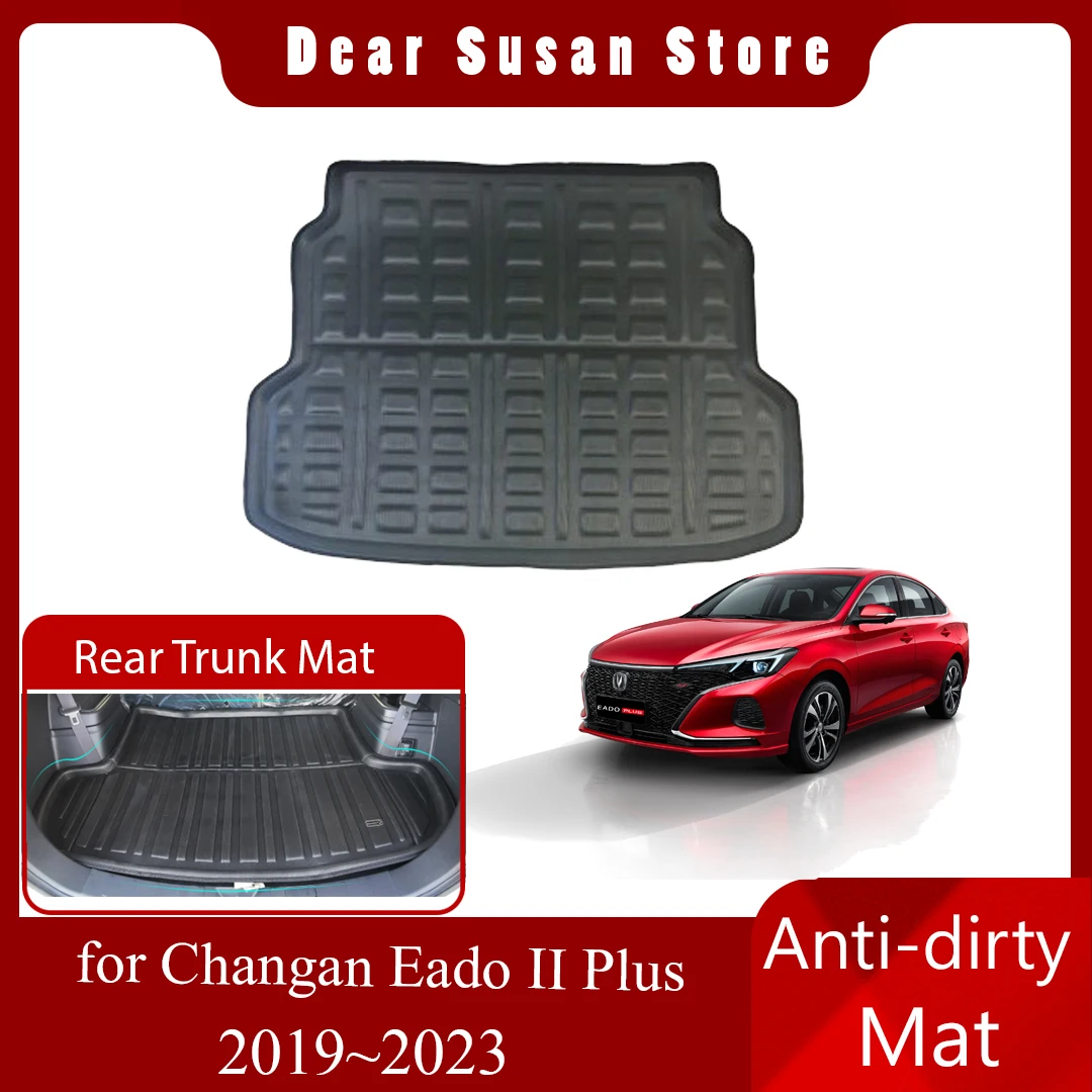 Car Rear Trunk Mat for Changan Eado II Plus 2019~2023 Foot Liner Luggage Parts Tray Pad Boot Rug Carg Cover Custom Accessories