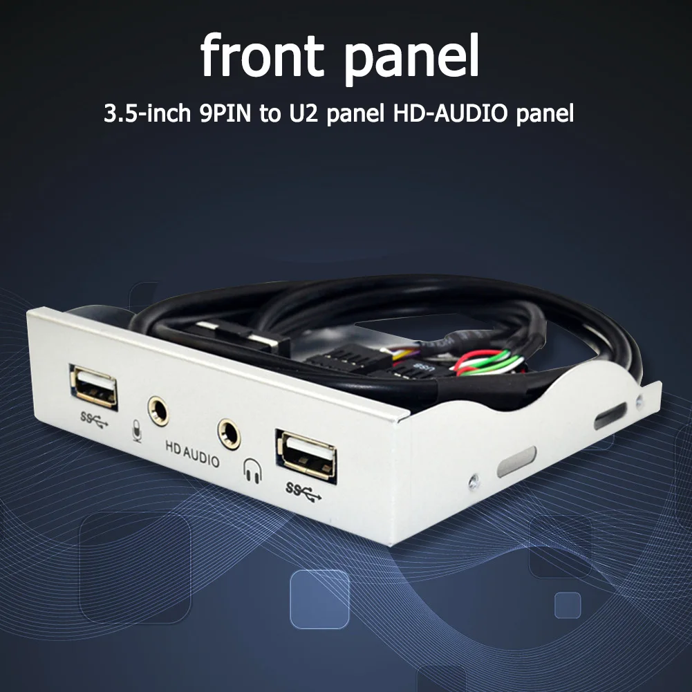 Panel frontal de Color sólido, 3,5 pulgadas, 9 pines a 4 puertos, HUB Floppy Bay 2 USB 2,0, HD Audio, 3,5mm, gran oferta