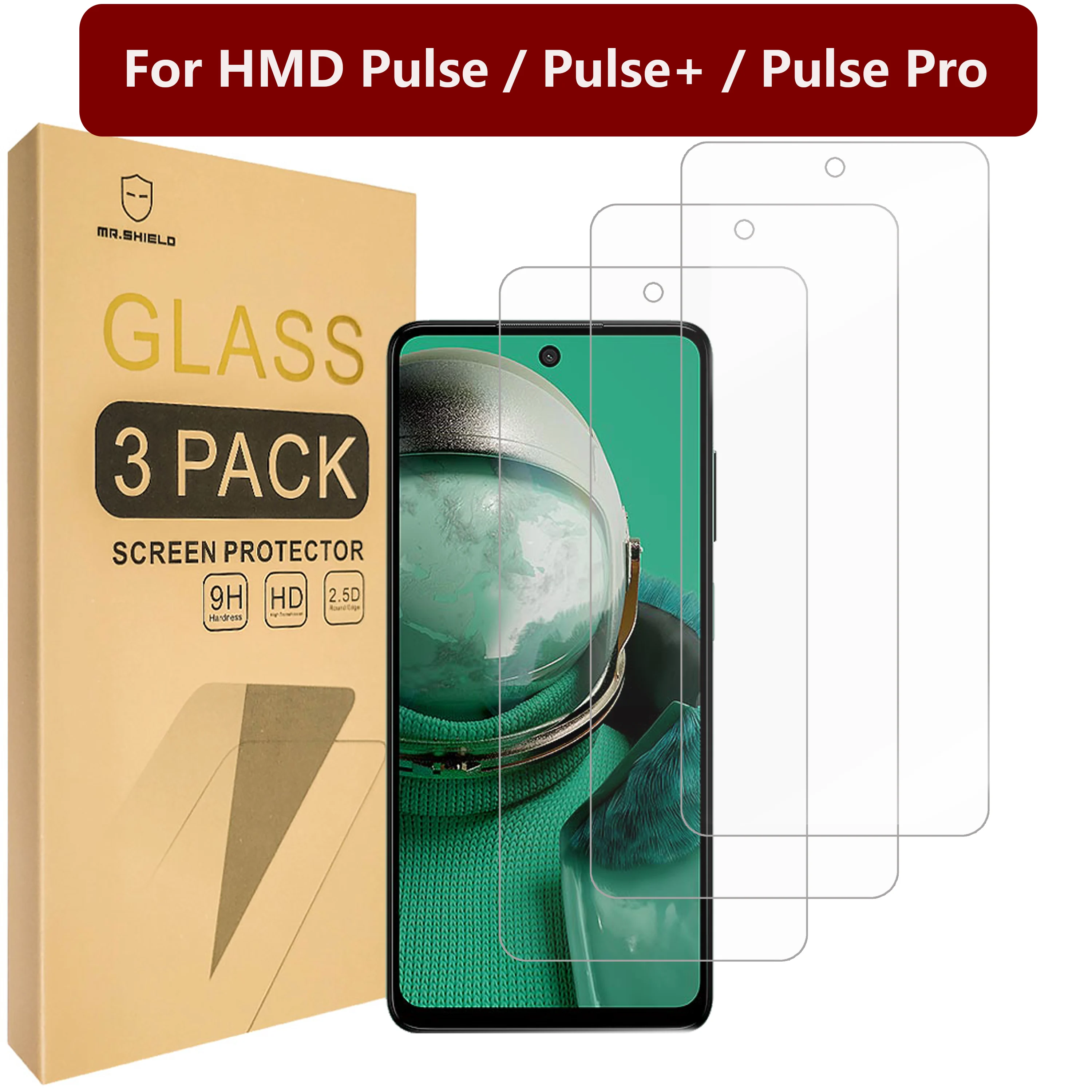 Mr.Shield Screen Protector compatible with HMD Pulse/Pulse+ / Pulse Pro [Tempered Glass] [3-Pack] [Japan Glass with 9H Hardness]