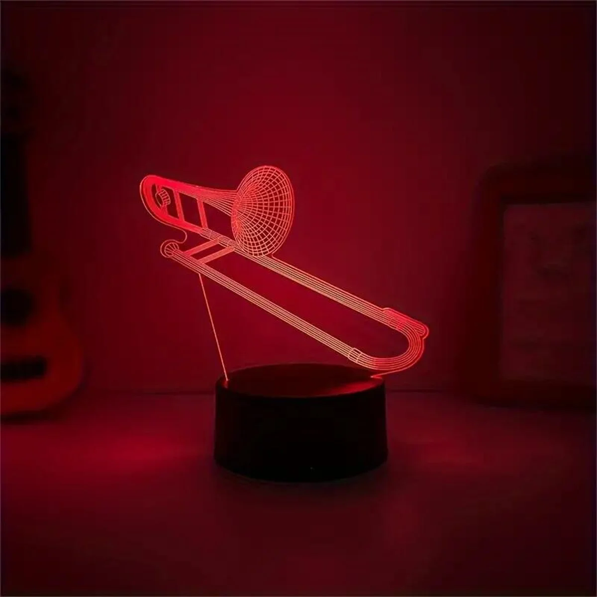 1pc Musical Instruments 3D Night Light, 3D Optical Illusion Lamp With Touch, 7-Color Changing Ambient Light For Bedroom