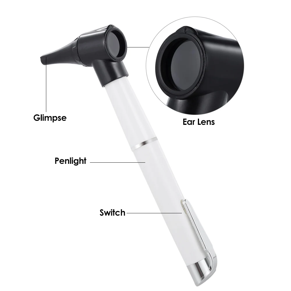 Mini LED Penlight Torch Flashlight Medical Ear Light Endoscope Ophthalmoscope Diagnostic Vet Animal Otoscope with Pupil Chart