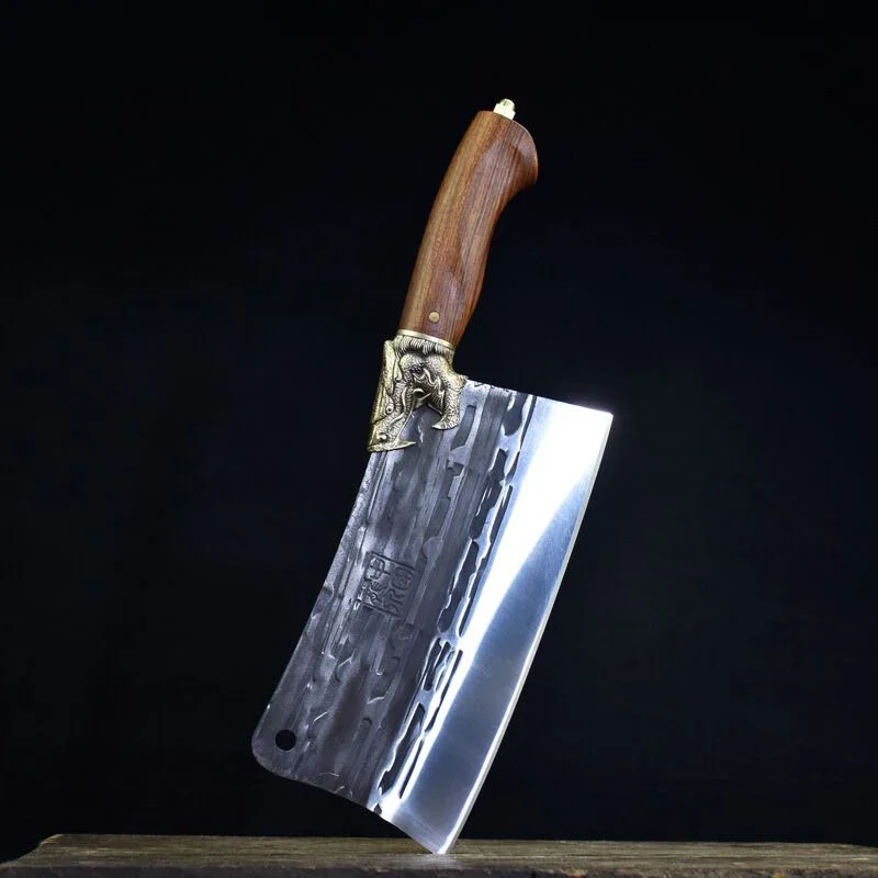 Hand-forged kitchen knife Longquan traditional household slicer ghost hand for the old retro chef knife cutting bone knife