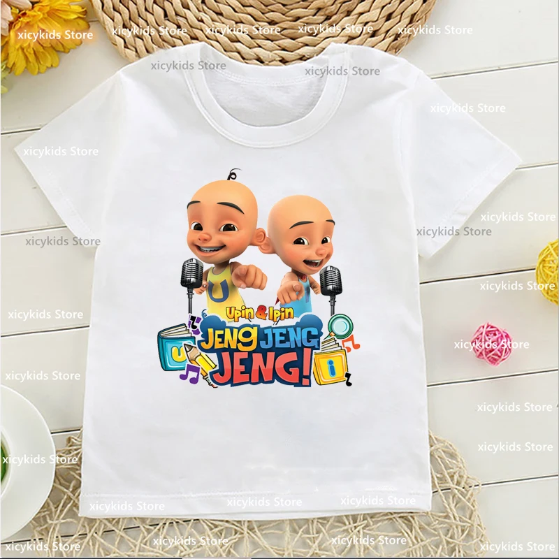 

Fashion T-Shirt For Boys Funny Upin Ipin Cartoon Animation Children'S Clothing Tshirt Casual O-Neck Boys' Dress White Shirt Tops