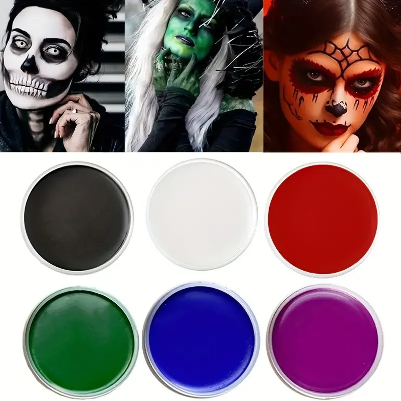 30g Face Painting Body Paint with 6 Brushes Oil-Based Safe and Non-toxic Paints for Halloween, Stage Performances Party Body Art