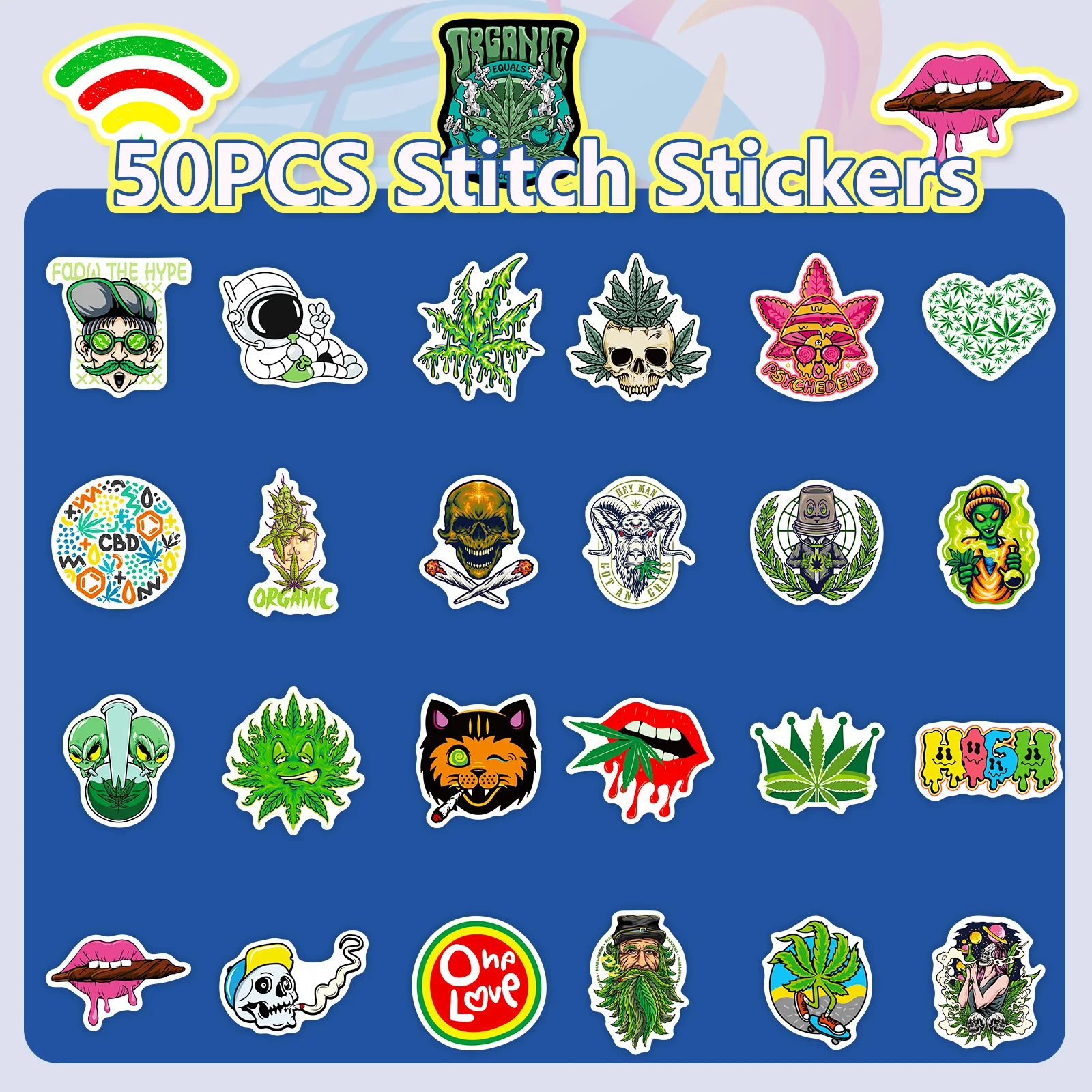 10/25/50pcs Leaves Weed Smoking Graffiti Stickers for Adults Vinyl Motorcycle Skateboard Helmet Waterproof Luggage Phone