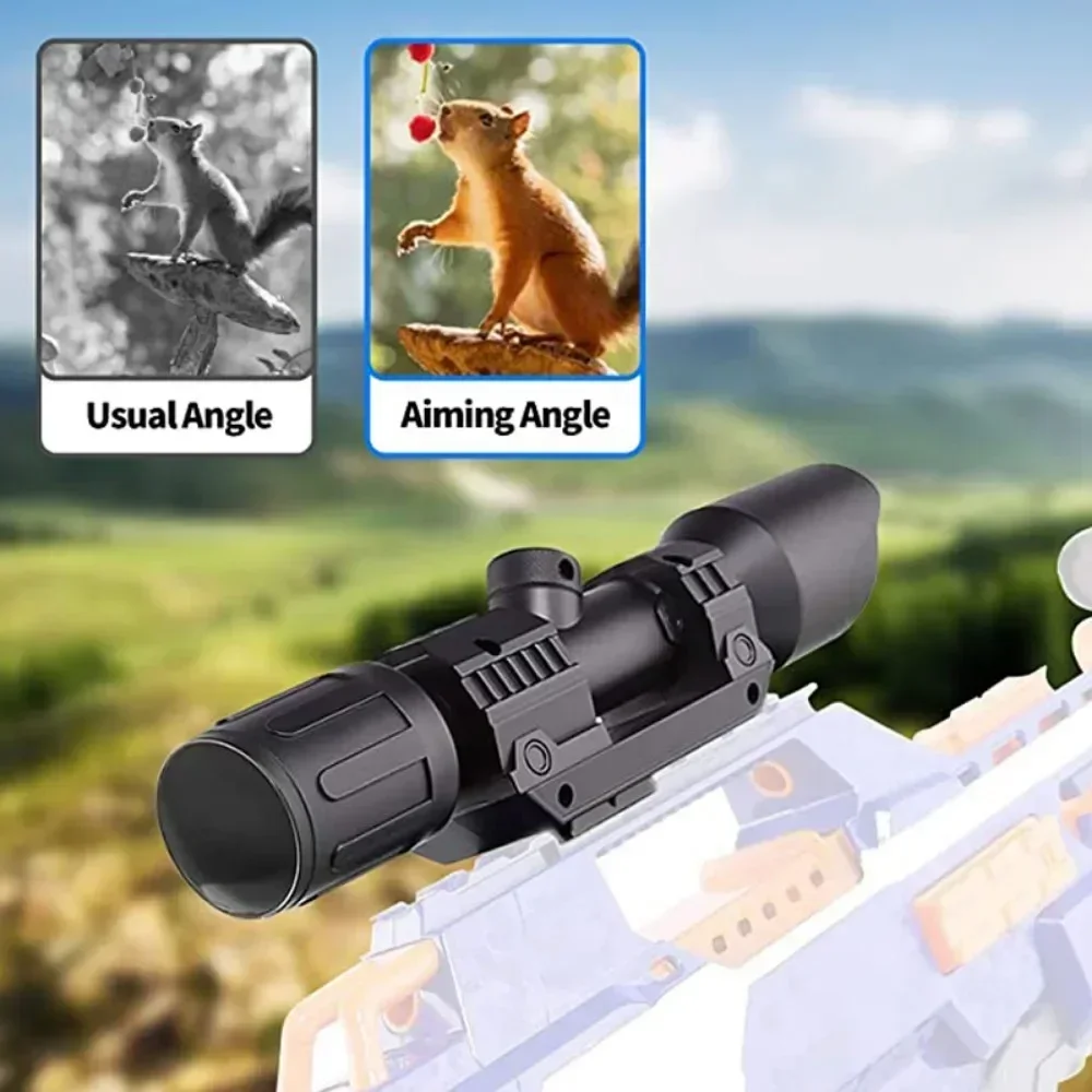 2 個黒スコープサイトおもちゃの銃用アタッチメントレチクルターゲットアクセサリー付き改造おもちゃ子供男の子と女の子ギフト