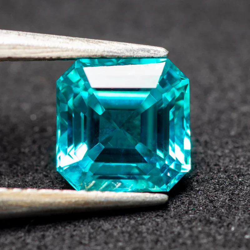 Lab Grown Sapphire Paraiba Asscher Cut Shape VVS1 Charms Diy Advanced Jewelry Making Materials Selectable AGL Certificate