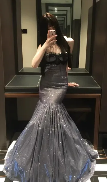 2025 Summer New High-Quality Purple Sexy Bodycon Mermaid Floor-Length Dress Sparkling Birthday Party Host Dress