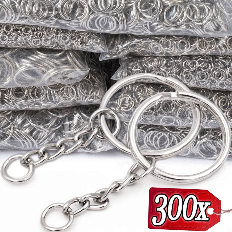 Metal Blank Keyring Keychain Split Rings Keyfob Key Rings Lobster Clasp Useful Key Chain Key Pendant Ring Stainless Steel Rings