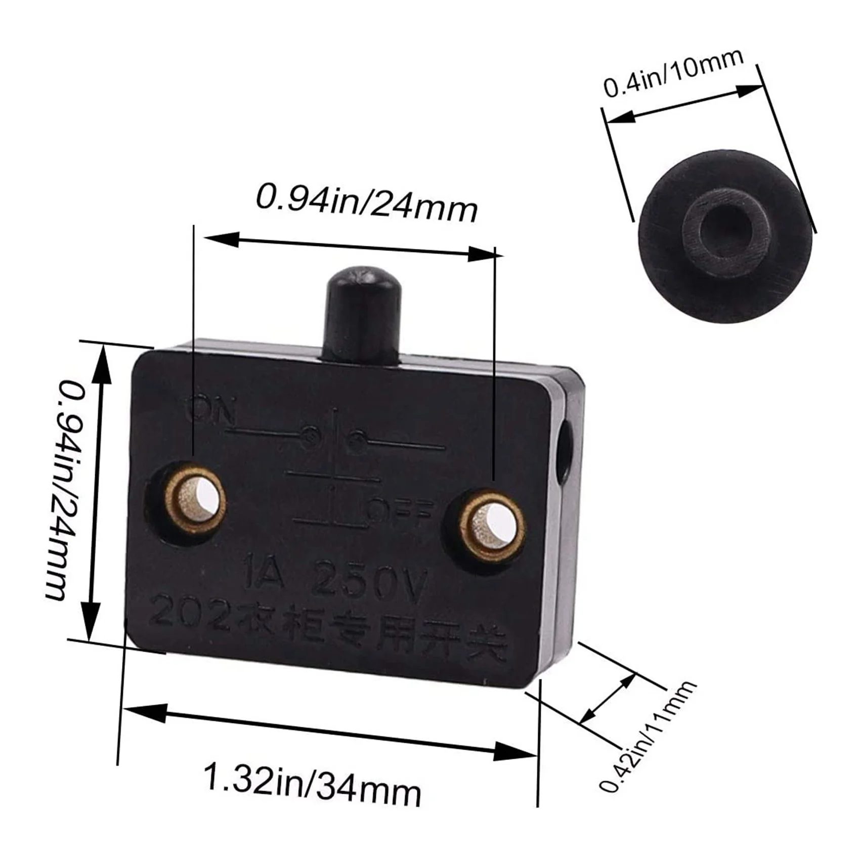 

8 Pcs Cabinet Door Switch Cabinet Lamp Switch Drawers Open On Close Door Applicable To 12V 24V 110V Black-AT36