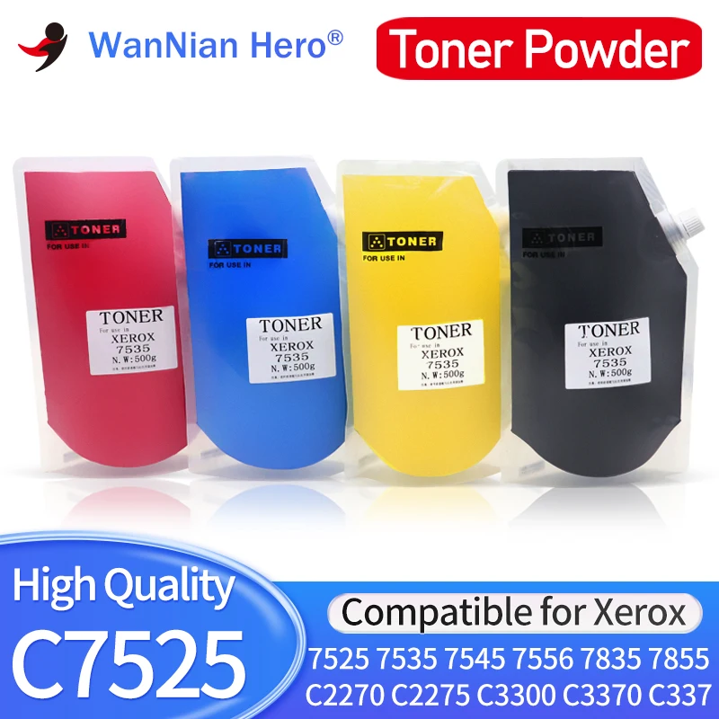 500g Color Toner Cartridge Toner Powder Compatible For Xerox WorkCentre 7525 WC7525 WC7530 WC7535 WC7825 7855 7830 WC7835 WC7845