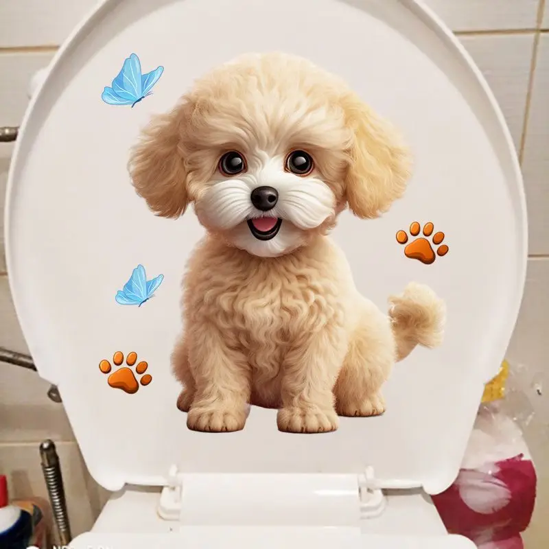 MT18# Cute Teddy Cartoon Stickers Bedroom Decoration Wall Stickers Bathroom Waterproof Toilet Stickers