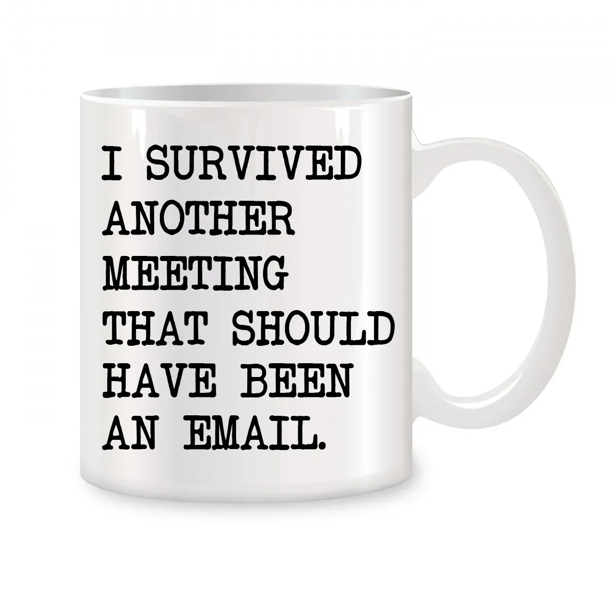 I Survived Another Meeting that Should have been an Email Mugs Funny Birthday Christmas Gifts Novelty White Coffee Cups 11 oz