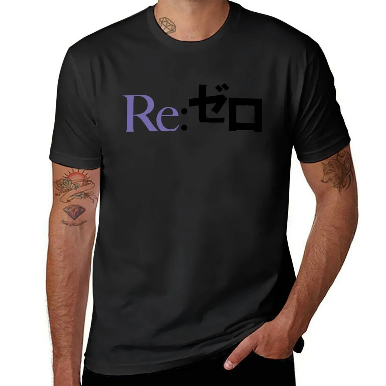 Re:Zero kara Hajimeru Isekai Seikatsu - logo (Purple) T-Shirt tops Short sleeve tee Blouse men workout shirt