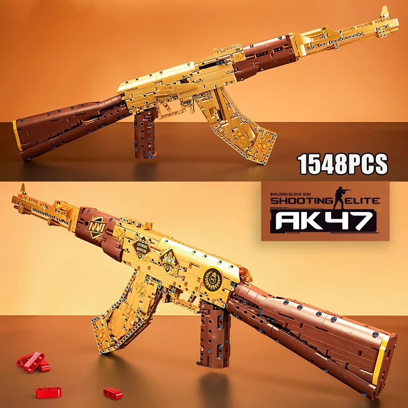 

Технические 1548 шт. AK47 стрельба винтовка пистолет строительные блоки военные золотые сборки пистолет оружие MOC кирпичи игрушки для детей подарок
