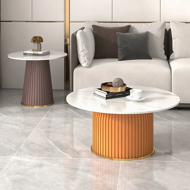 

Light luxury round rock slab coffee table Modern beauty salon Nordic Internet celebrity side table Creative small apartment