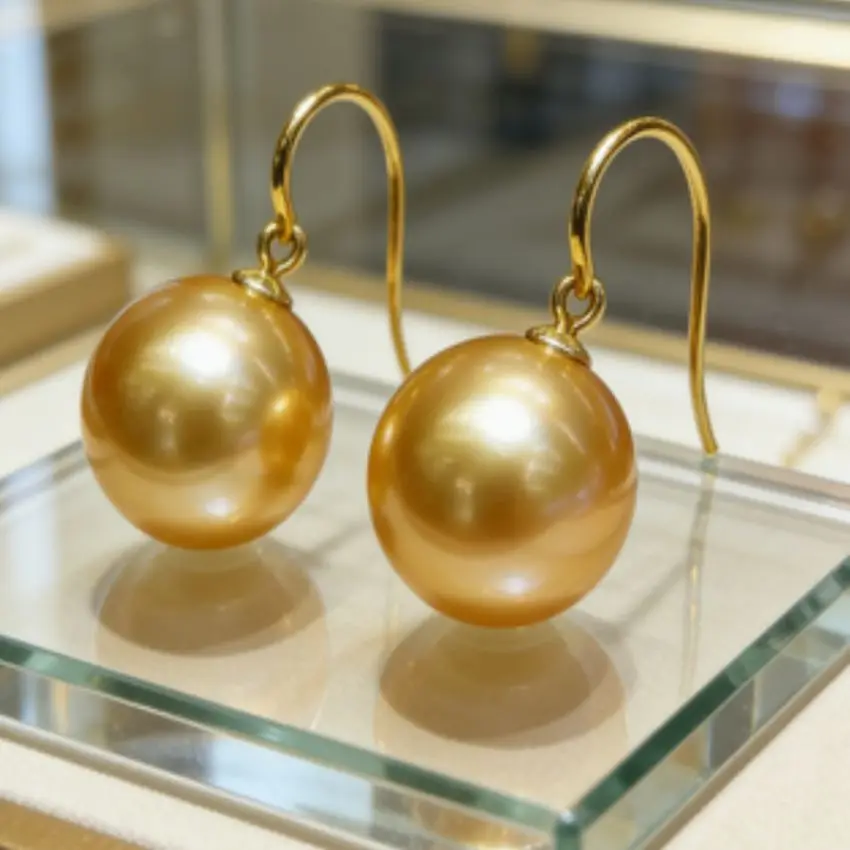 Shell Pearl Earrings yellow Earrings 18k Gold Real Classic Jewelry FOOL\'S DAY VALENTINE\'S DAY Party Fashion Wedding New Year