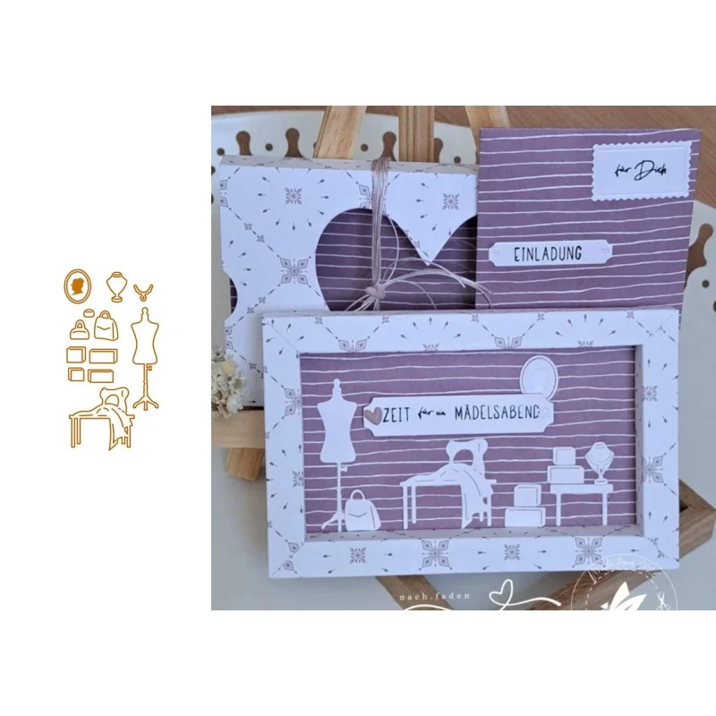 Neues Produkt Vorverkauf Blumen-Eltern-Kind-Stanzformen und Stempel DIY Scrapbook-Album Dekoration Geprägtes Papierkarten-Set