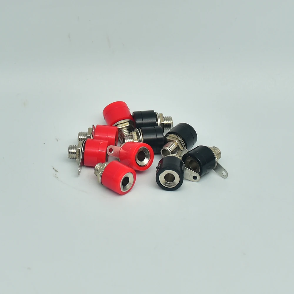 10pcs/lot 4mm Banana Socket Female Jack 4mm Banana Binding Post for Banana Plug Terminal Connector Black Red DIY Adapter
