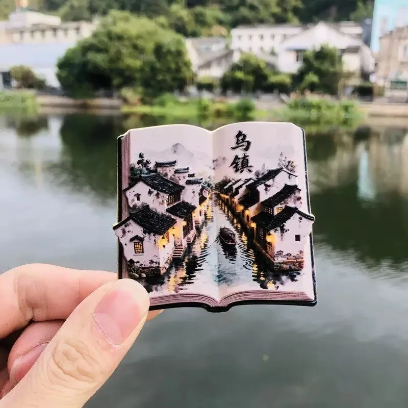 Wuzhen Cultural Creative Fridge Magnet 2026 New Metal Relief Magnetic Sticker Zhejiang Wuzhen Travel Souvenir Collectible Gift