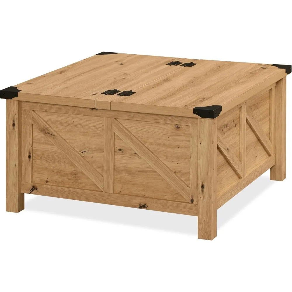 طاولة قهوة خشبية للتخزين مع سطح قابل للطي، مقاس 30 × 30 بوصة لتناول الطعام في غرفة المعيشة #6