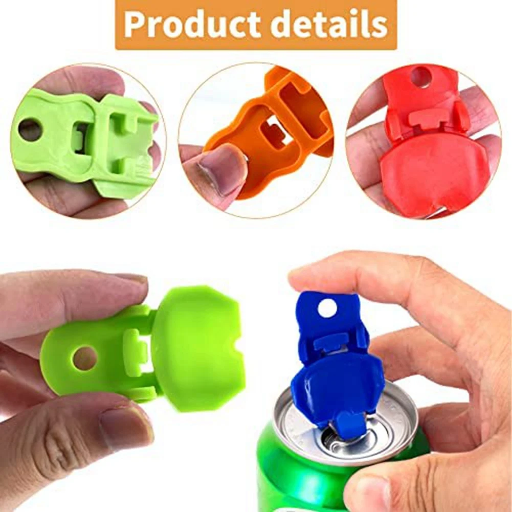 6 Pieces Color Manual Easy Can Opener Premium Plastic Shields Tab Openers Leakproof Soda Can Lids Soda Can Cover