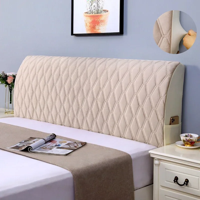 

Bed Thicken Elastic Soft All-inclusive Back Dust Headboard Quilted Protector Furniture Plush Head Cover Velvet