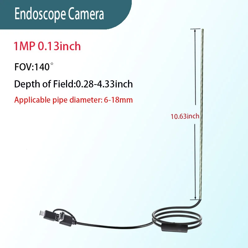 1MP 0.13 inch 140° wide angle gun cleaning camera pipeline inspection 1.5m USB Type-C 3-in-1soft cable rifle endoscope