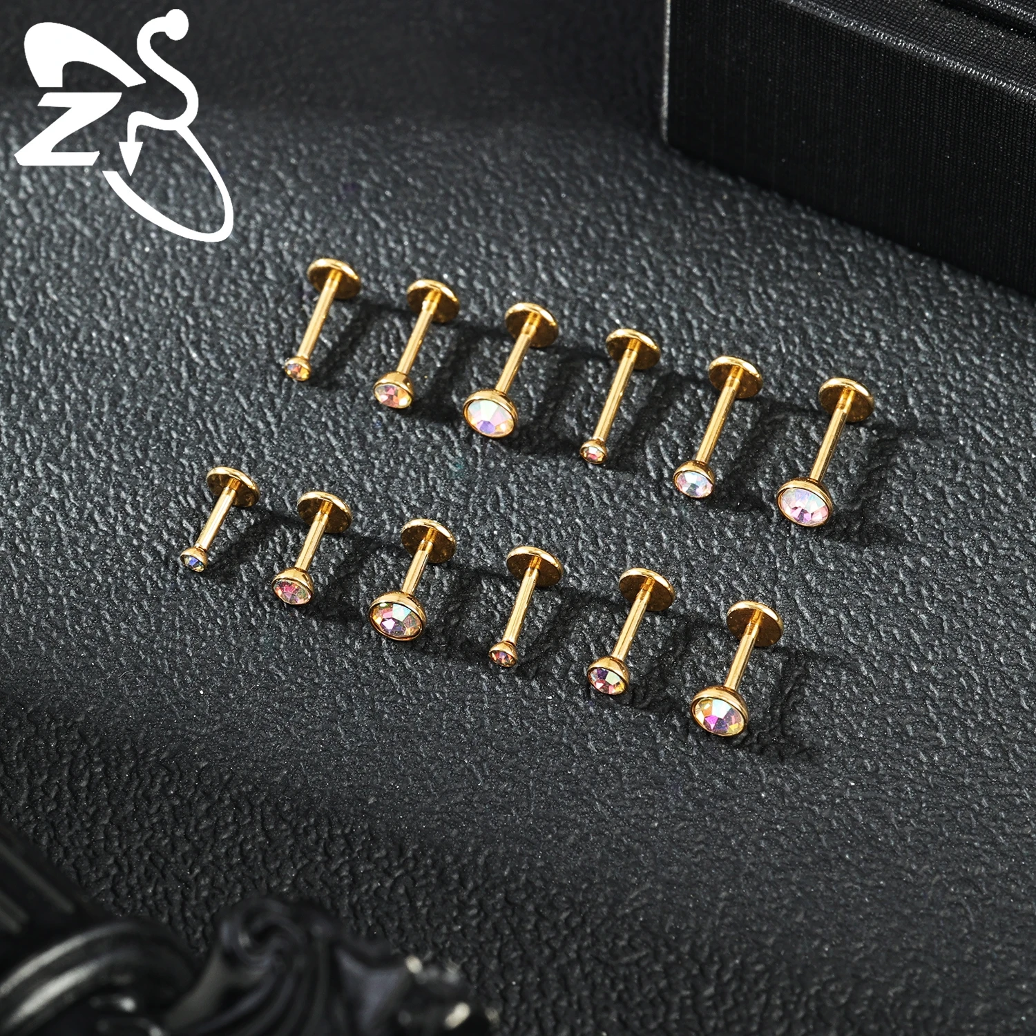 ZS 1 PC Plug-In Style 16/18/20G Stainless Steel Labret Lip Stud Threadless Monroe Piercing Ear Helix Cartilage Piercings Jewelry