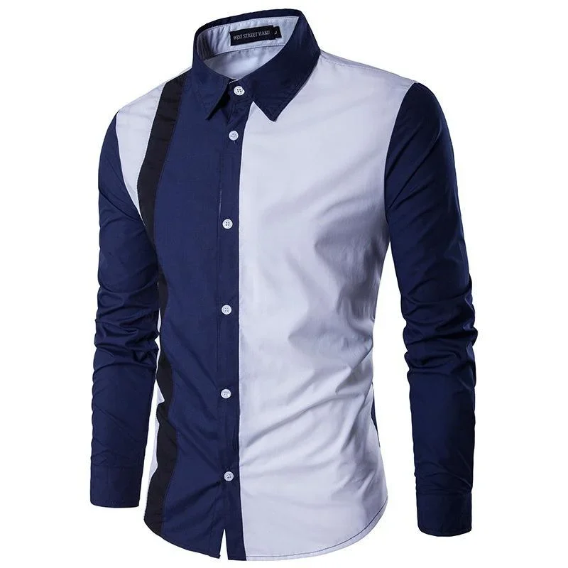 New Fashionable Loose Men's Simple Business Long Sleeved Checkered Shirt Style Design Shirt Top Long Sleeved Casual Clothing Top