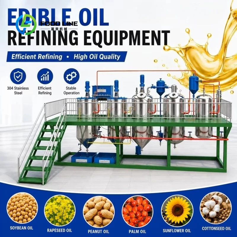 Custom Commercial Edible Sunflower Peanut Oil Refining Machine Easy To Cooperate Fruit Kernel Full Set Oil Refining Equipment