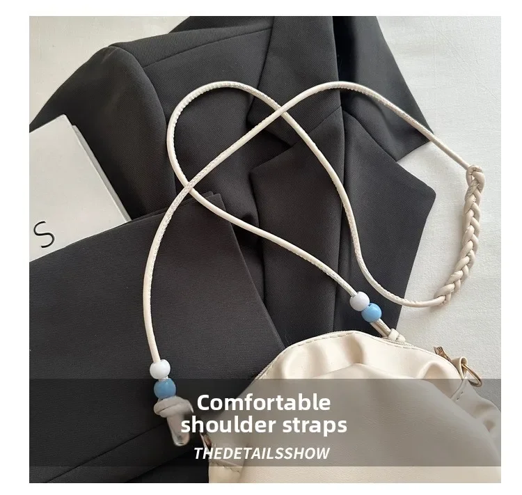 Damentasche, neue trendige High-End-Ketten-Umhängetasche, süße Mädchen-Plissee-Kleinerunde-Tasche – Detail 3