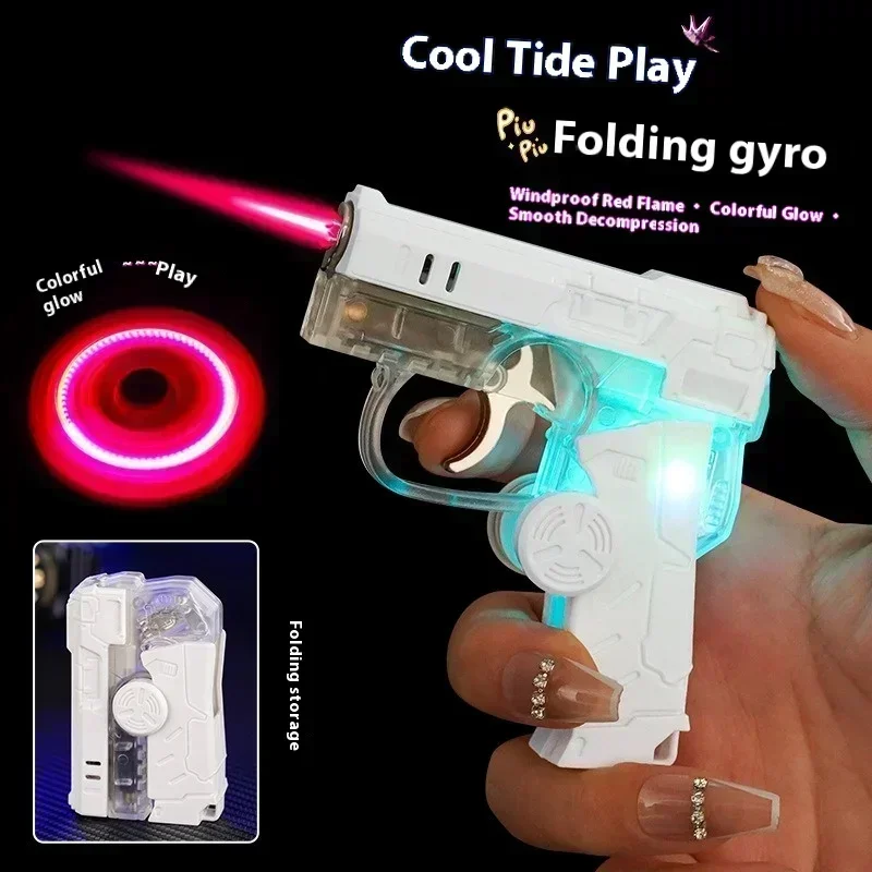 Fashionable Windproof Folding Top Inflatable Lighter Jet Red Flame Color Light Torch Lighter Smoking Accessories Smoking Gifts - view 2