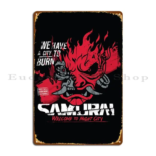 금속 사인 벽 벽화 파티 벽 장식, 양철 사인 포스터 만들기, 불타는 도시
