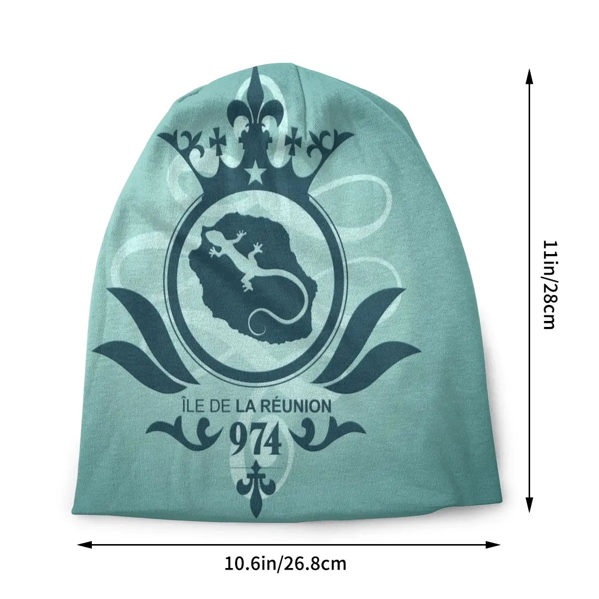 Custom 974 Reunion Island Turquoise Pattern Bonnet Homme Hip Hop Knit Hat For Women Men Autumn Winter Warm Beanies Caps